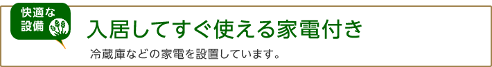 入居してすぐ使える家電付き